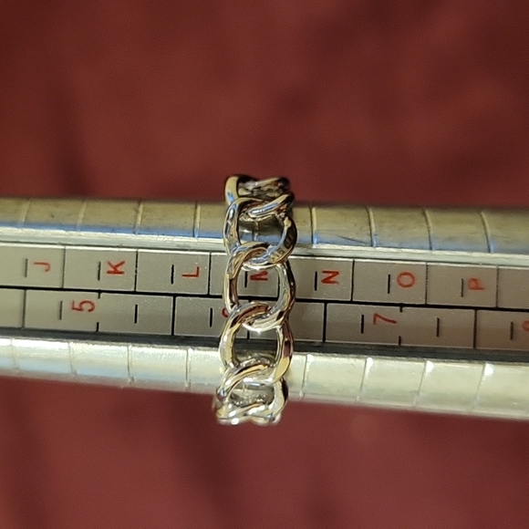 Diamond Halo Clear Crystal Silver Chain Link Band Ring Size 6 - Picture 8 of 10